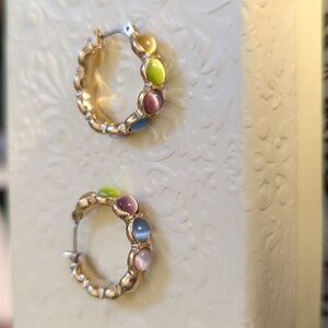 🩷 Monet Earrings Pastels signed 10k gf, green, pink Lavender blue gold tone…